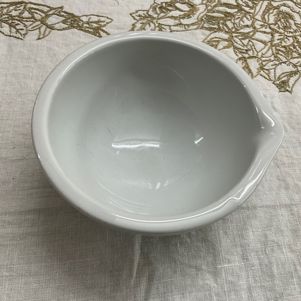 Apilco France White Porcelain Mixing Bowl with Pour Spout French Kitchenware